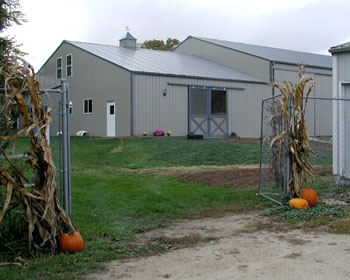 view of barn decorated for haloween